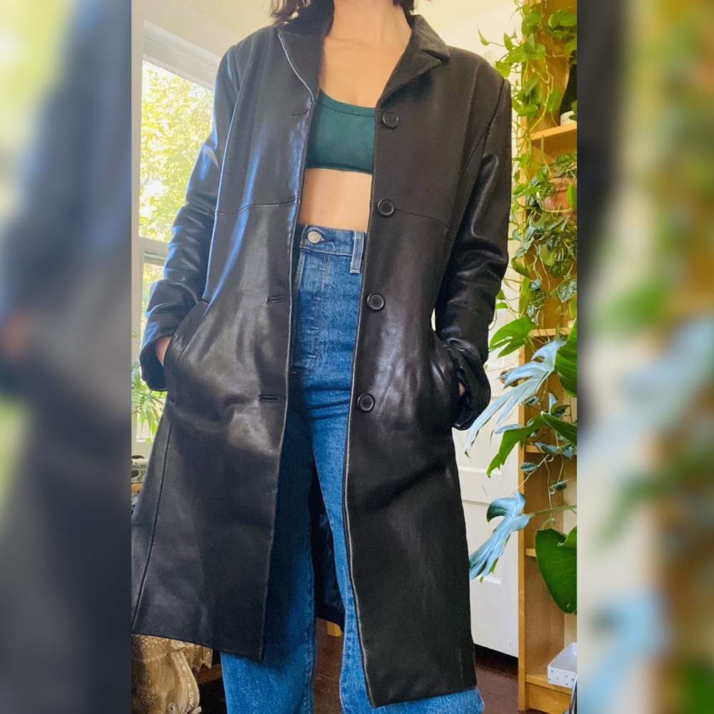 Jones New York leather jacket / trench coat